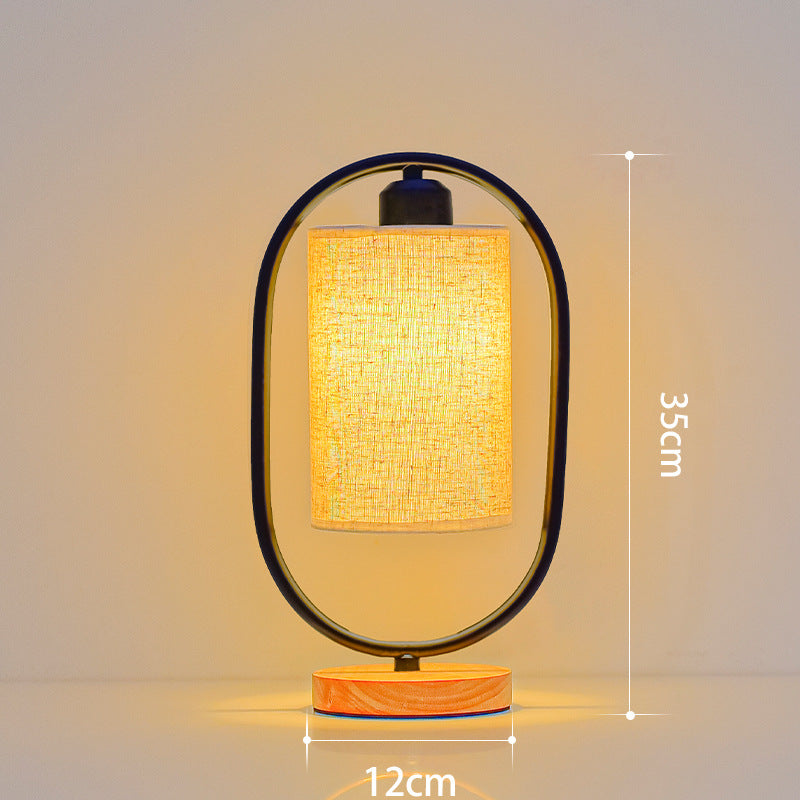 Nordic Table Lamp with Bamboo Base and Fabric Shade