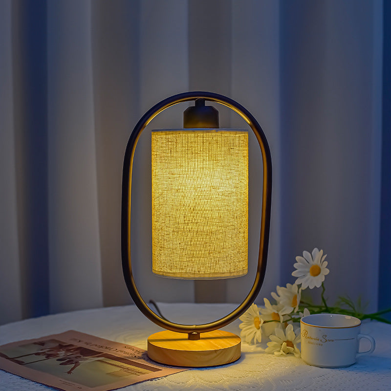 Nordic Table Lamp with Bamboo Base and Fabric Shade