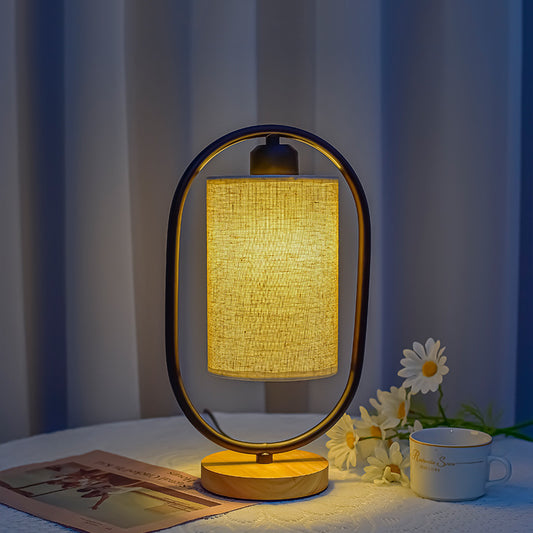 Nordic Table Lamp with Bamboo Base and Fabric Shade