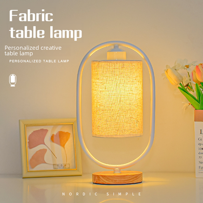 Nordic Table Lamp with Bamboo Base and Fabric Shade