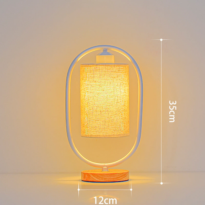 Nordic Table Lamp with Bamboo Base and Fabric Shade