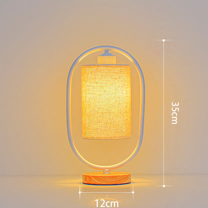Nordic Table Lamp with Bamboo Base and Fabric Shade